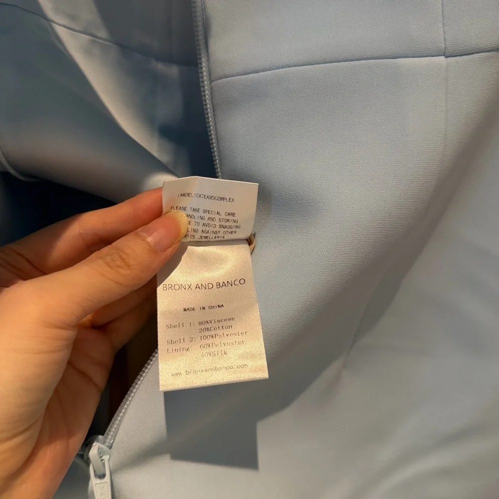 Bronx and Banco Pale Blue Strapless Maxi Dress with Circular Appliqués - Picture 11 of 13